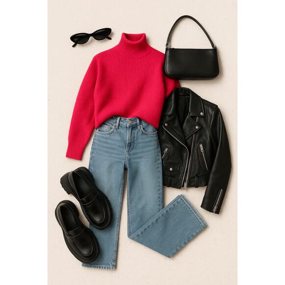 Abercrombie & Fitch Women's Classic Easy Turtleneck Ribbed Sweater Pink Size XS - Picture 1 of 14